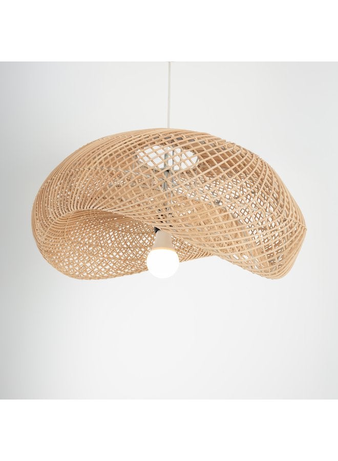 تبس هوم لمب نجفة TBS باللون بيج مصنوعة من بامبو لإضاءة المنزل والديكور - Image 1